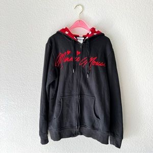 Vintage Disneyland Disney Parks Minnie Mouse & Ears Zip Up Hoodie Size XL